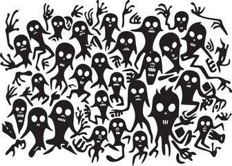 Groovy Graveyard Gathering Doodle Zombies Emblem Ink Infested Infestation Zombies Group Logo Icon