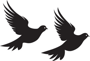 Soulful Soar Vector Icon of a Dove Pair Winged Unity Dove Pair Emblem Design