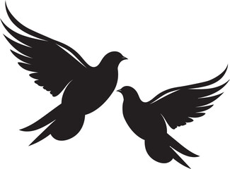 Fluttering Affection Dove Pair Design Element Soulful Soar Vector Icon of a Dove Pair