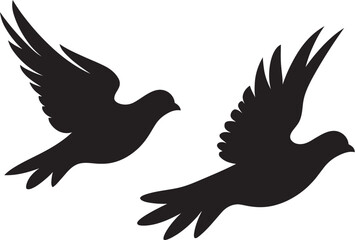 Symbolic Serenity Vector Icon of a Dove Pair Loving Wings Dove Pair Logo Design