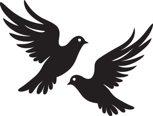 Heavenly Harmony Vector Icon of a Dove Pair Peaceful Partners Dove Pair Emblem Design