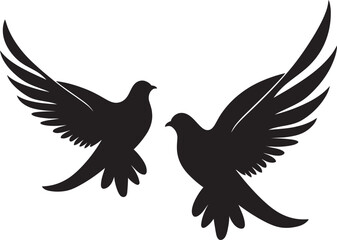 Harmony in Flight Vector Logo of a Dove Pair Pair of Peace Dove Pair Emblem Design