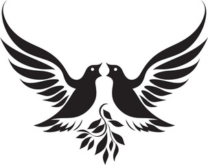 Wings of Unity Vector Icon of a Dove Pair Eternal Serenity Dove Pair Design Element
