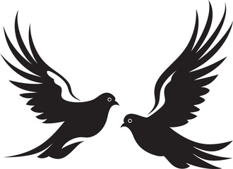 Winged Unity Vector Icon of a Dove Pair Loves Flight Path Dove Pair Emblem Design