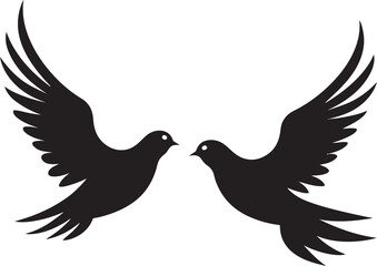 Soulful Soar Dove Pair Design Element Harmony in Flight Vector Logo of a Dove Pair
