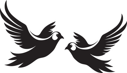 Heavenly Harmony Dove Pair Design Element Peaceful Partners Vector Icon of a Dove Pair