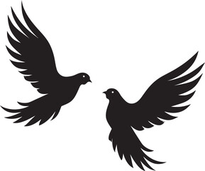 Symbolic Serenity Vector Emblem of a Dove Pair Loving Wings Dove Pair Emblem Design