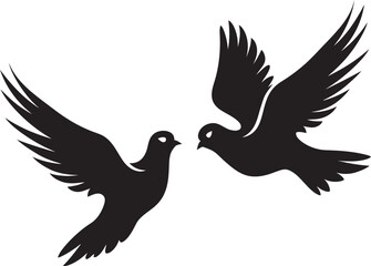 Peaceful Partners Vector Icon of a Dove Pair Celestial Connection Dove Pair Emblem Design