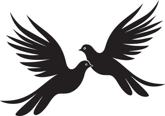 Serenade in Flight Vector Icon of a Dove Pair Winged Unity Dove Pair Emblem Design