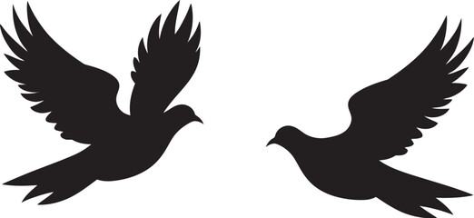 Wings of Tranquility Vector Icon of a Dove Pair Flight of Love Dove Pair Vector Emblem - obrazy, fototapety, plakaty