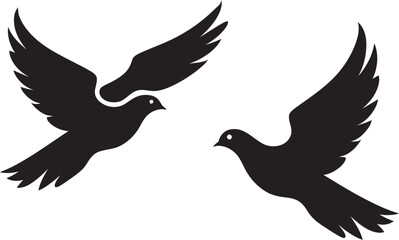Loves Flight Path Vector Icon of a Dove Pair Fluttering Affection Dove Pair Emblem Design