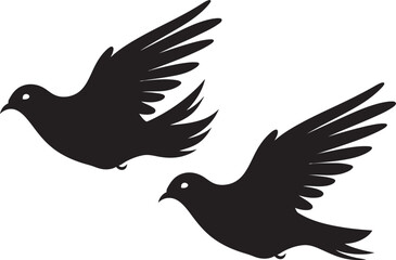 Soulful Soar Vector Emblem of a Dove Pair Harmony in Flight Dove Pair Design Element