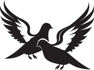 Pair of Peace Vector Logo of a Dove Pair Wings of Unity Dove Pair Emblem Design