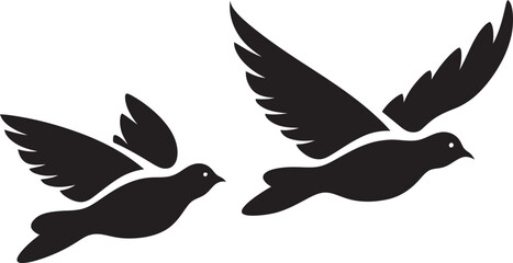 Wings of Unity Dove Pair Emblem Design Symbolic Serenity Vector Icon of a Dove Pair