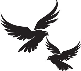 Flight of Love Dove Pair Vector Emblem Heavenly Harmony Vector Logo of a Dove Pair
