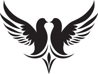Winged Unity Dove Pair Emblem Design Loves Flight Path Vector Icon of a Dove Pair