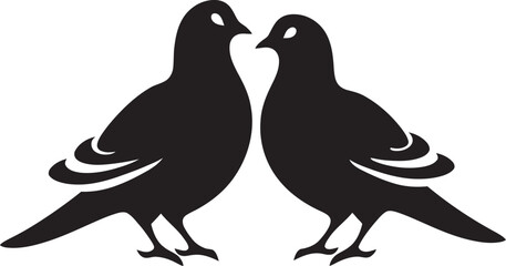 Serenade in Flight Dove Pair Design Element Divine Duet Vector Icon of a Dove Pair