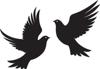 Soulful Soar Vector Icon of a Dove Pair Winged Unity Dove Pair Emblem Design