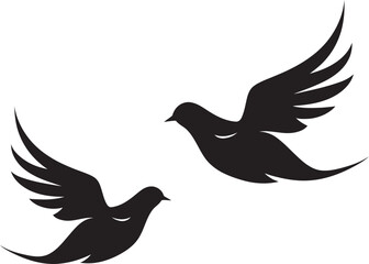 Loving Wings Dove Pair Logo Design Winged Whispers Vector Emblem of a Dove Pair
