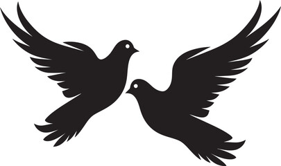 Heavenly Harmony Vector Icon of a Dove Pair Peaceful Partners Dove Pair Emblem Design