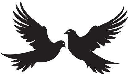 Winged Whispers Vector Emblem of a Dove Pair Love in Flight Dove Pair Design Element