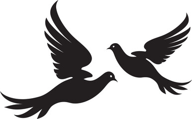 Infinite Embrace Dove Pair Design Element Peaceful Partners Vector Emblem of a Dove Pair