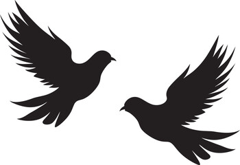 Heavenly Harmony Dove Pair Vector Logo Loving Flight Vector Icon of a Dove Pair