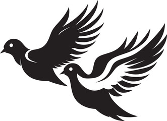 Flight of Love Dove Pair Vector Logo Heavenly Harmony Vector Icon of a Dove Pair