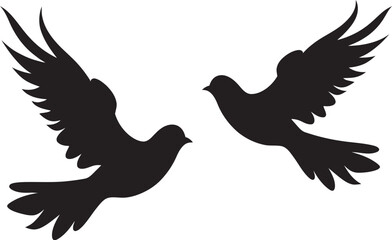 Winged Whispers Vector Icon of a Dove Pair Love in Flight Dove Pair Design Element