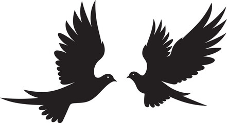 Winged Serenity Vector Icon of a Dove Pair Loving Flight Dove Pair Logo Design