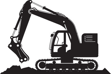 Ground Guru Vector Logo of Excavator Element Heavy Metal Maestro Excavator Design Icon