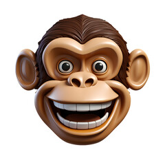 3d highly polished Monkey face emoji or icon on removable background 