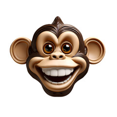 3d highly polished Monkey face emoji or icon on removable background 