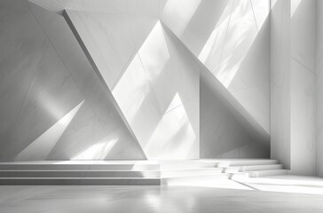 a white abstract wall with geometric shapes