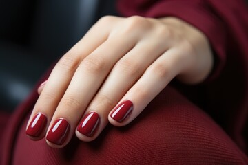 hands of a young woman with bright manicure on her nails. ai generated