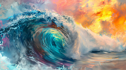 painted wave on canvas