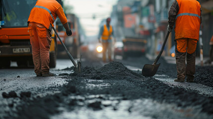 Workers are repairing roads in the city.