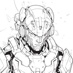 Circuitry Canvas Futuristic Syborg Design Logo Electric Elegance Line Art Vector of Cyborg Element