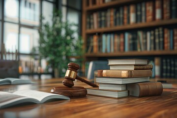 Gavel and Legal Books in Law Library