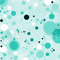 Aqua abstract core background with dots, rhombuses, and circles