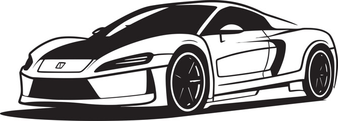 Racing Radiance Vector Logo for Sportscar Line Art Automotive Elegance Modern Sports Car Emblematic Element