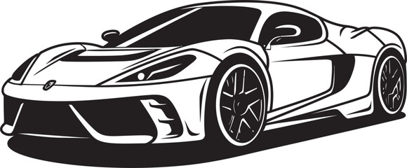 Racing Radiance Modern Sports Car Emblematic Element Turbo Thrill Line Art Vector Icon for Sportscar Design