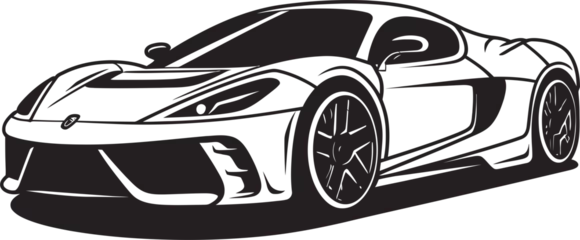 Foto op Canvas Racing Radiance Modern Sports Car Emblematic Element Turbo Thrill Line Art Vector Icon for Sportscar Design © BABBAN
