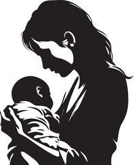 Maternal Radiance Vector Logo of Mother Holding Infant Endless Love Loop Iconic Design of Motherhood