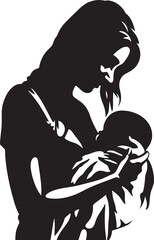 Tender Embrace Emblematic Element of Mother and Baby Loves Embrace Vector Logo Design for Motherhood