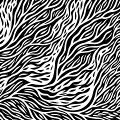 Fluid Zebra Waves Seamless Pattern in Monochrome