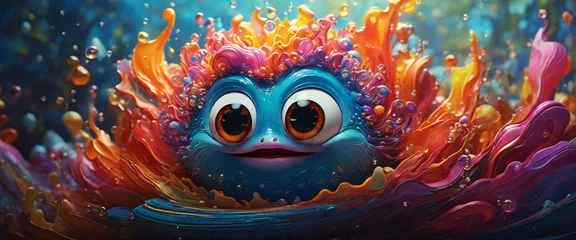 Badezimmer Foto Rückwand Colorful animated fish face in the water © madushanka