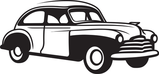 Whimsical Wheels Emblematic Design for Doodle Line Art Yesteryears Charm Vector Icon for Vintage Car Doodle