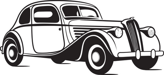 Nostalgia Navigator Vector Logo of Doodle Line Art Artistic Autocraft Vintage Car Doodle Emblematic Design