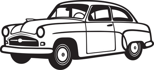 Old School Elegance Vintage Car Emblematic Design Ink and Chrome Doodle Line Art Car Logo